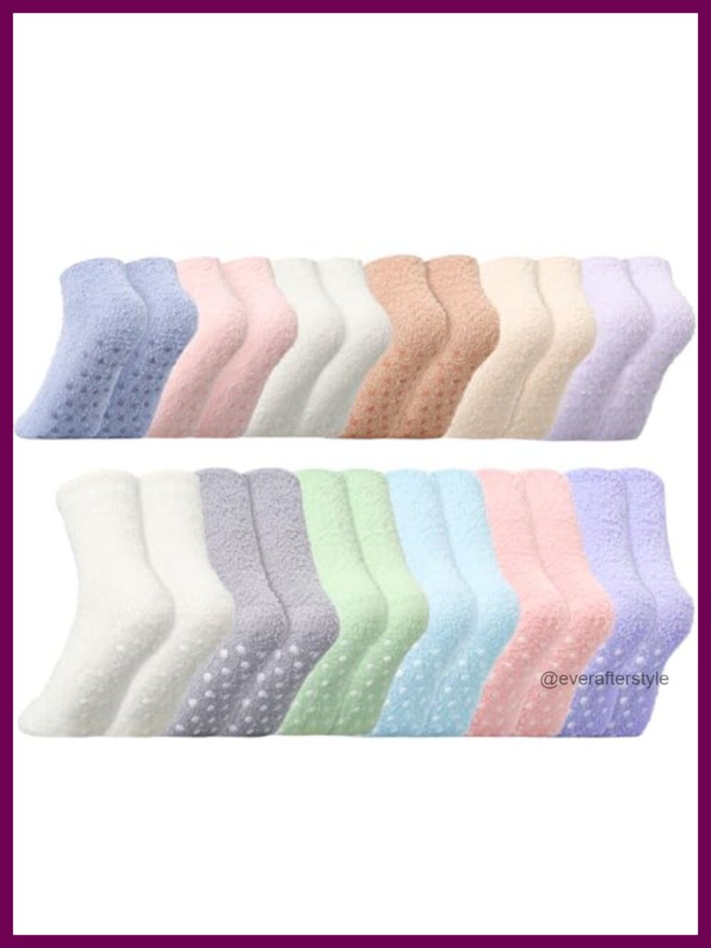 12 Pairs Non Slip Slipper Socks with Grips Fuzzy Polyester Spandex